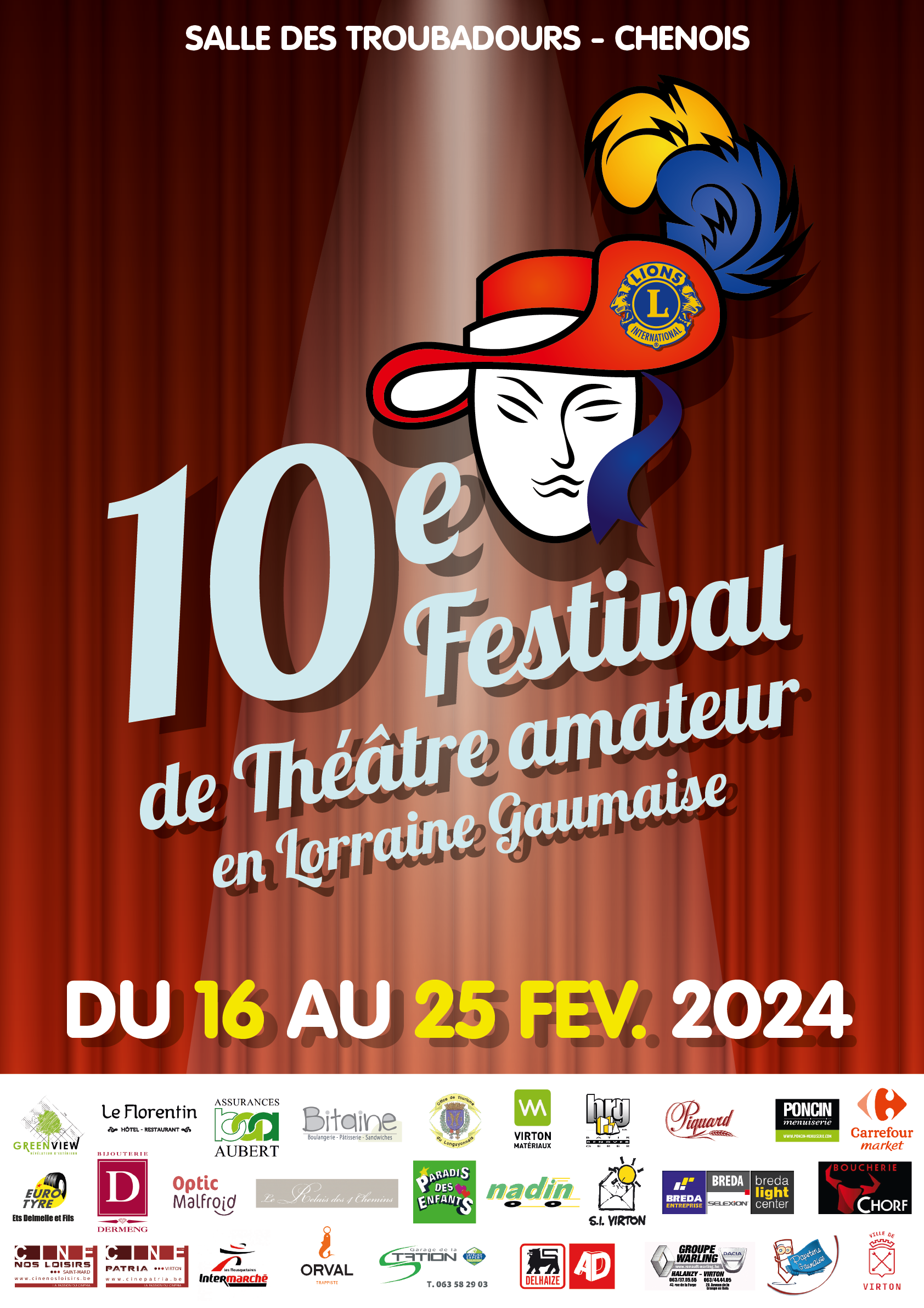 Abonnement complet du festival de théâtre 2024 du 16 au 25 février